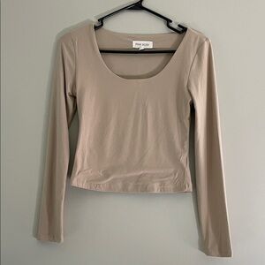 Pink Rose‎ Women's Beige Long Sleeve Blouse